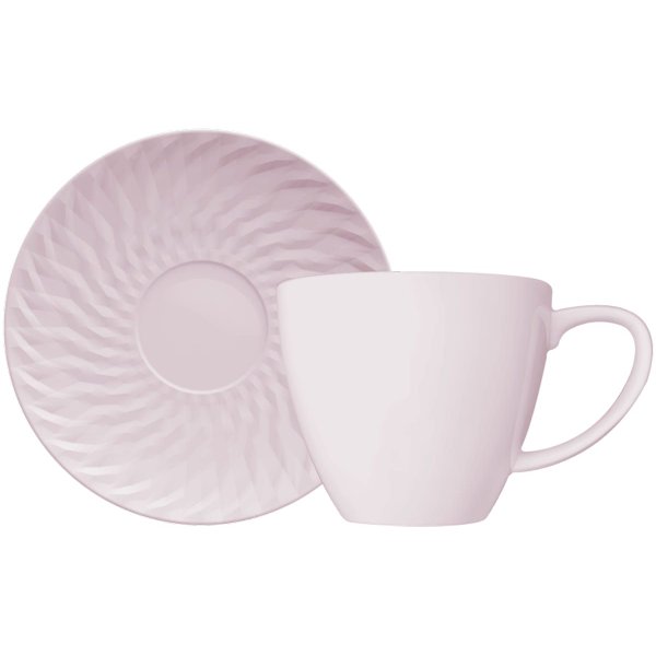 xicara cafe com pires rosa