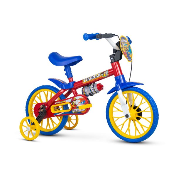 bicicleta infantil aro 12 com rodinhas menino fireman nathor
