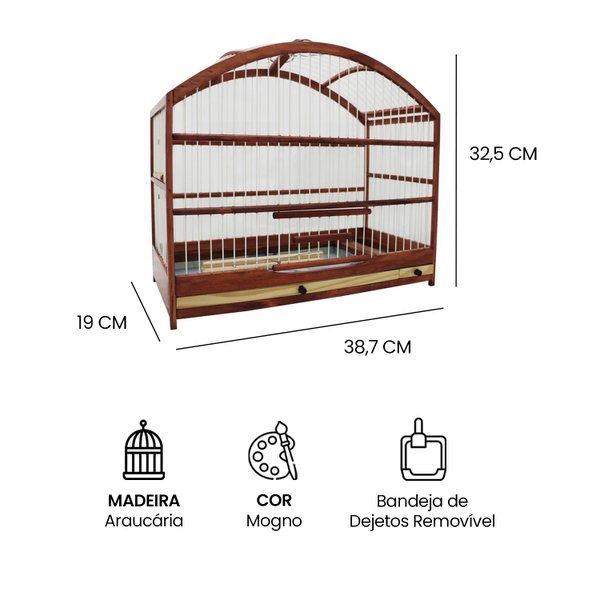 gaiola pequena para passarinho em madeira coleira coleiro coleirinha mogno