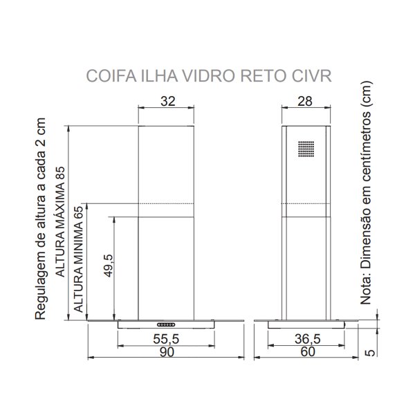 nardelli coifa vidro reto 90cm