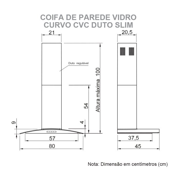 fogatti coifa vidro curvo 80cm