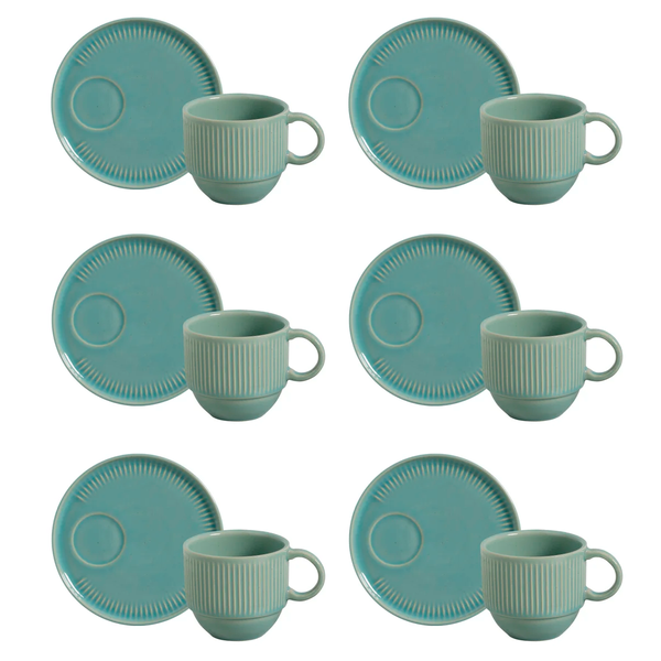 xicaras e pires conjunto 6undlinhas curacao porto brasil verde