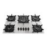 Fogão Cooktop Elétrico 5 Bocas À Gás Tripla Chama Bivolt Mesa em Alumínio Mueller Inox