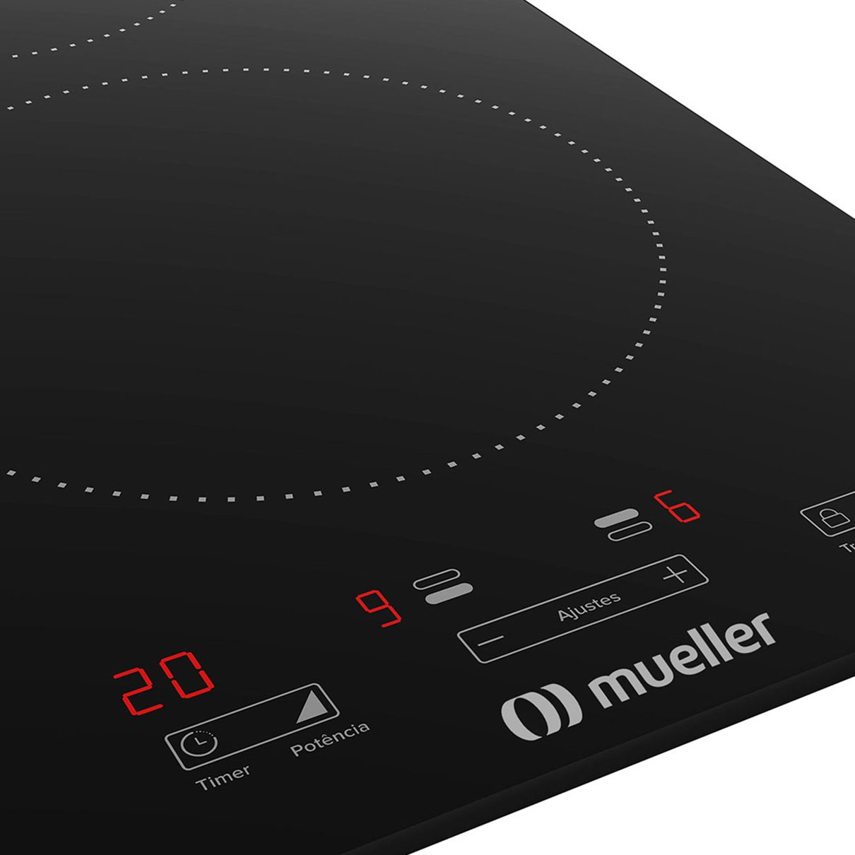 Cooktop 2 bocas com zona turbo ativada