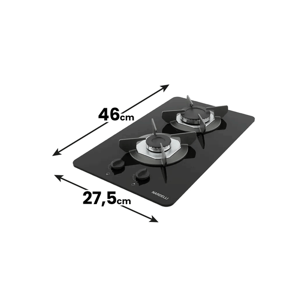 fogao cooktop eletrico 2 bocas mesa em vidro safe nardelli inoxprancheta 2