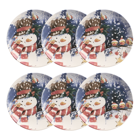 Conjunto de Pratos Rasos 06 Peças 27,5cm - Coup Snowman - Natal - Porto Brasil