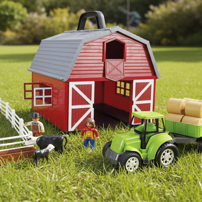 Conte&uacute;do completo da Fazendinha Poliplac com todos os acess&oacute;rios inclusos