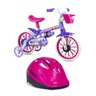 kit nathor bicicleta infantil aro 12 com rodinhas violet capacete infantil rosaprancheta 1