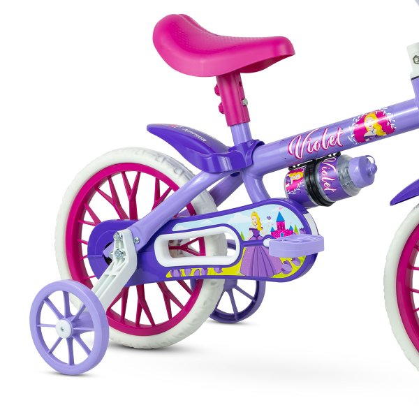 kit nathor bicicleta infantil aro 12 com rodinhas violet capacete infantil rosaprancheta 2