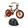 kit nathor bicicleta infantil aro 14 com rodinhas first pro menino capacete infantil pretoprancheta 1