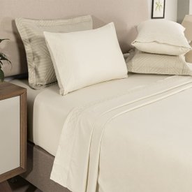 Jogo de Lençol Casal 4 peças Verona Percal 300 Fios  Bordado 