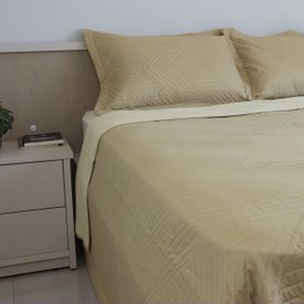 Cobre Leito Colcha Lisa 3 Peças Dupla Face Porta Travesseiro Aba Americana