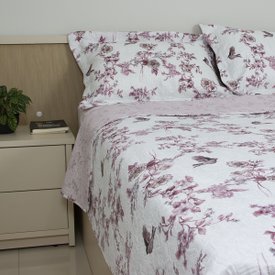 Cobre Leito Colcha 3 Peças Boutis Dupla Face Porta Travesseiro Aba Americana